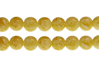 12mm Yellow Marble-Style Glass Bead, approx. 17 beads