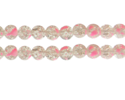 10mm Carnation Crackle Spray Glass Bead, approx. 23 beads