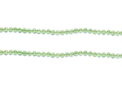 4 x 3mm Pale Green AB Finish Faceted Rondelle Bead, 8" string