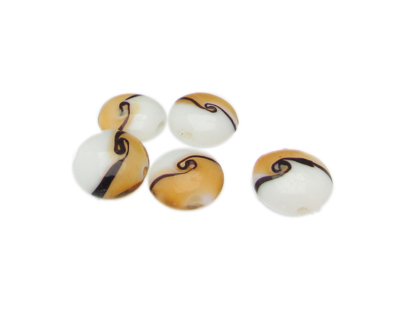 16mm Peach/White Pattern Lampwork Glass Bead, 5 beads 16mm Peach/White Pattern Lampwork Glass Bead, 5 beads