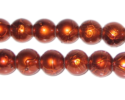 (image for) 10mm Drizzled Bronze Glass Bead, approx. 17 beads