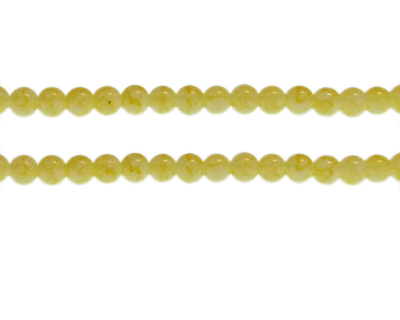6mm Yellow Marble-Style Glass Bead, approx. 68 beads