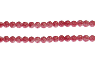 6mm Light Red Marble-Style Glass Bead, approx. 72 beads