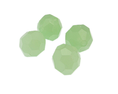 18mm Pale Green Faceted Semi-Opaque Glass Bead, 4 beads