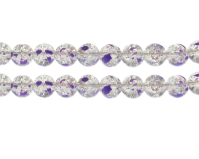 10mm Lavender Crackle Spray Glass Bead, approx. 23 beads