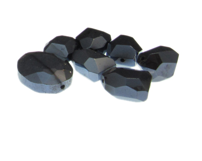 18 - 24mm Gunmetal Faceted Glass Bead, 7 beads