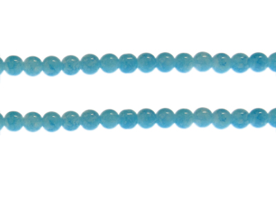 6mm Turquoise Marble-Style Glass Bead, approx. 68 beads