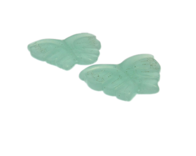 34 x 24mm Aqua Semi-Opaque Quartz Butterfly Pendant, 2 beads