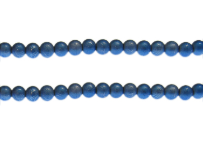 (image for) 6mm Drizzled Deep Turquoise Glass Bead, approx. 43 beads