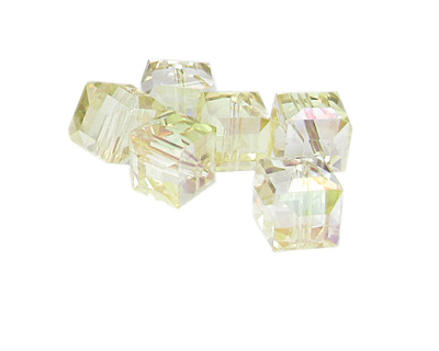 (image for) 16mm Ivory Faceted Cube Glass Bead, 6 beads
