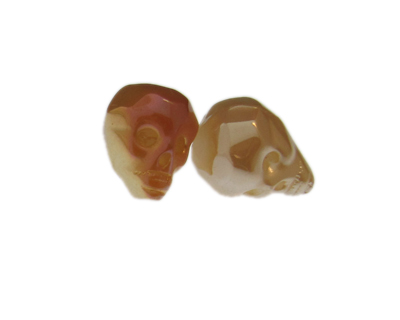 (image for) 24 x 20mm Apricot Skull Glass Bead, 2 beads