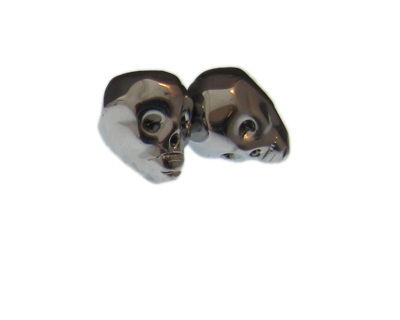 (image for) 24 x 20mm Silver Skull Glass Bead, 2 beads