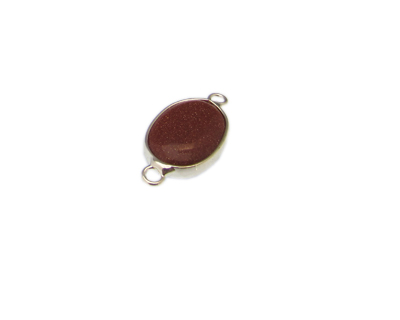 (image for) 20 x 14mm Goldstone Silver Gemstone Oval Link