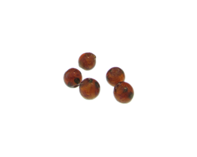 6mm Golden Brown Lampwork Glass Bead, 5 beads