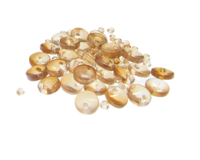 (image for) Approx. 1oz. x 8mm Peach Disc Glass Beads, side-drilled - Click Image to Close