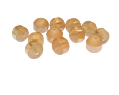 10mm Peach Druzy-Style w/ Line Glass Bead, 12 beads