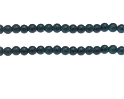6mm Aqua Solid Color Glass Bead, approx. 68 beads