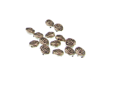 (image for) 6mm Silver Rose Metal Spacer Bead, approx. 15 beads - Click Image to Close