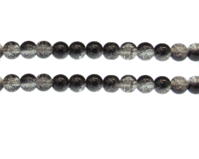 8mm Black Duo Crackle Glass Bead, approx. 35 beads