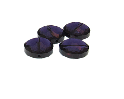 18mm Purple Glass Faceted Pendant, 4 beads