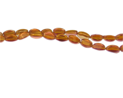 8 x 6mm Orange Electroplated Twisted Oval Glass Bead, 12" string