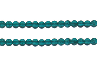 6mm Aqua Crackle Frosted Glass Bead, approx. 46 beads