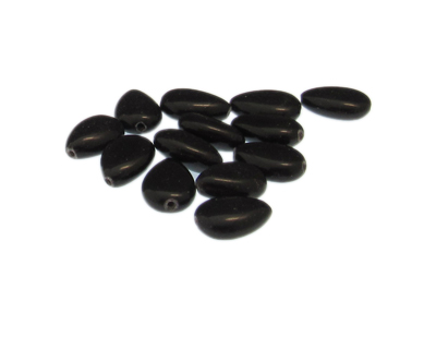 12 x 8mm Black Pressed Glass Teardrop Bead, 14 beads
