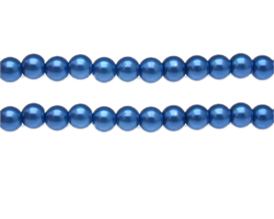 8mm Royal Blue Glass Pearl Bead, approx. 56 beads