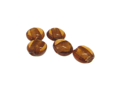 16mm Golden Brown Foil Lampwork Glass Bead, 5 beads 16mm Golden Brown Foil Lampwork Glass Bead, 5 beads