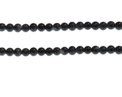 6mm Black Marble-Style Glass Bead, approx. 72 beads