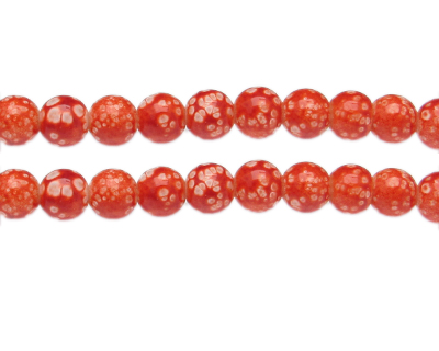 10mm Orange Spot Marble-Style Glass Bead, approx. 18 beads