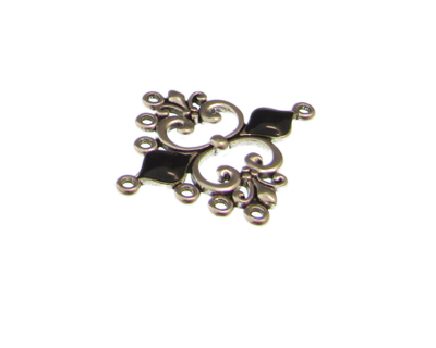 (image for) 36 x 28mm Silver with Black Enamel Metal Link