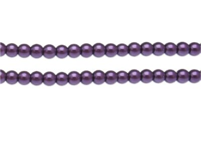 6mm Dark Purple Glass Pearl Bead, approx. 78 beads