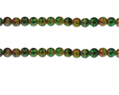6mm Jungle Abstract Glass Bead, approx. 45 beads