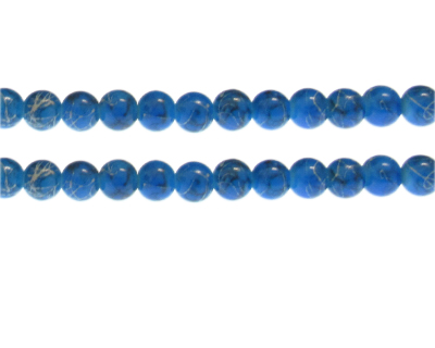 8mm Blue Sparkle Abstract Glass Bead, approx. 37 beads