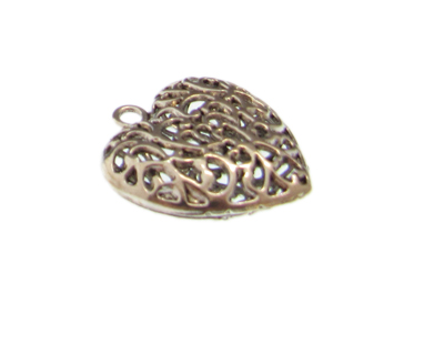 (image for) 34mm Filigree Heart Silver Metal Pendant - Click Image to Close