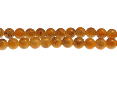 8mm Amber Marble-Style Glass Bead, approx. 55 beads