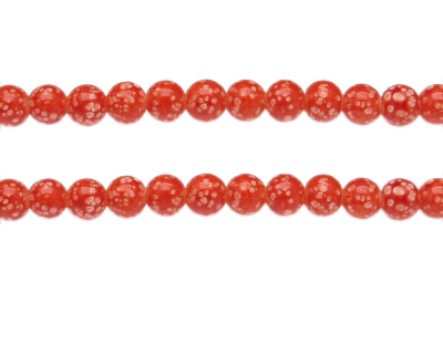 8mm Orange Spot Marble-Style Glass Bead, approx. 38 beads