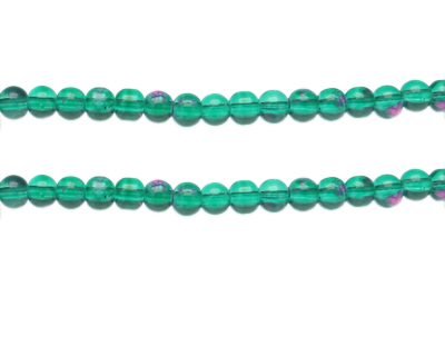 6mm Green Spray Glass Bead, approx. 42 beads
