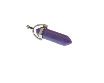 40 x 14mm Purple Dyed Turquoise Gemstone Pendant with silver bal