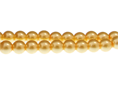 10mm Vanilla Gold Glass Pearl Bead, approx. 22 beads