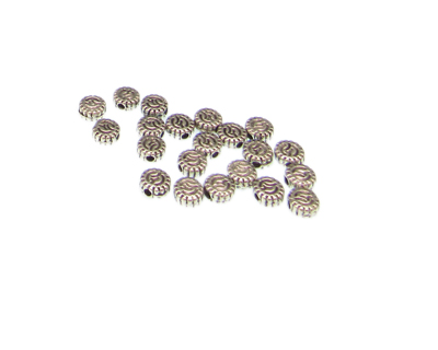(image for) 4mm Silver Flower Metal Spacer Bead, approx. 20 beads