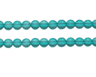 8mm Aqua Semi-Matte Glass Bead, approx. 32 beads