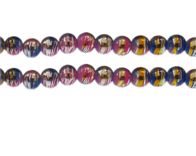 8mm Fiesta Abstract Glass Bead, approx. 35 beads