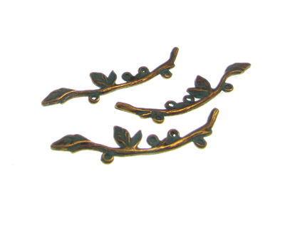 48 x 10mm Branch Petina Metal Charm, 3 charms 48 x 10mm Branch Petina Metal Charm, 3 charms