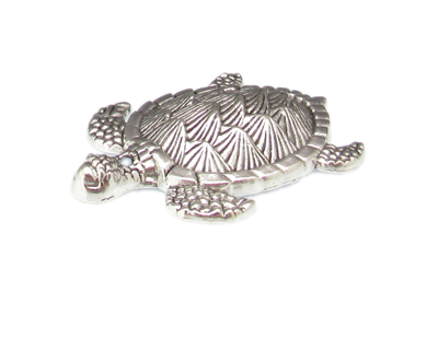 58 x 42mm Turtle Silver Metal Pendant