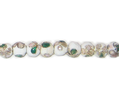 (image for) 6mm White Round Cloisonne Bead, 7 beads