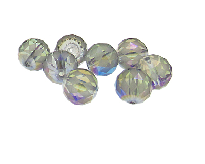 12mm Silver Faceted Glass Bead, 8 beads
