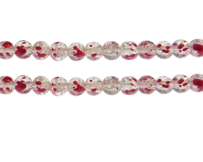 8mm Rose Crackle Spray Glass Bead, approx. 51 beads