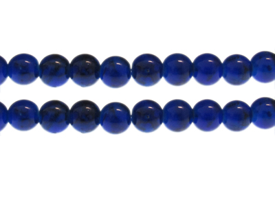 10mm Blue Marble-Style Glass Bead, approx. 22 beads